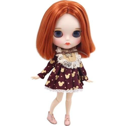 ICY DBS Blyth Doll No. BL232 Reddish Brown hair Carved lips Matte customized face Joint body 1/6 bjd