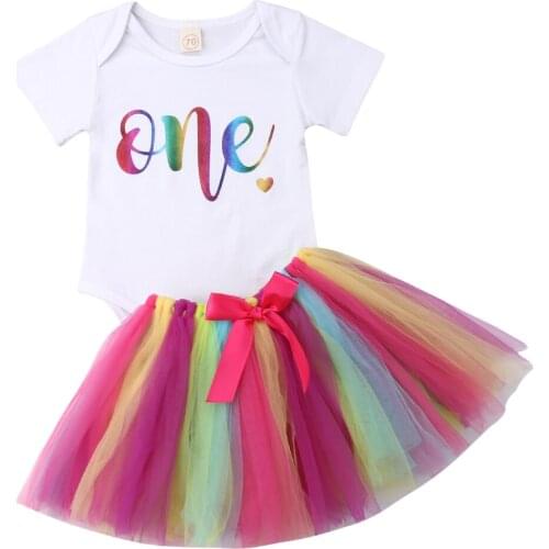 Citgeett Summer Toddler Baby Girls One 1st Birthday Romper Tutu Skirt Colourful Cute Outfits Set