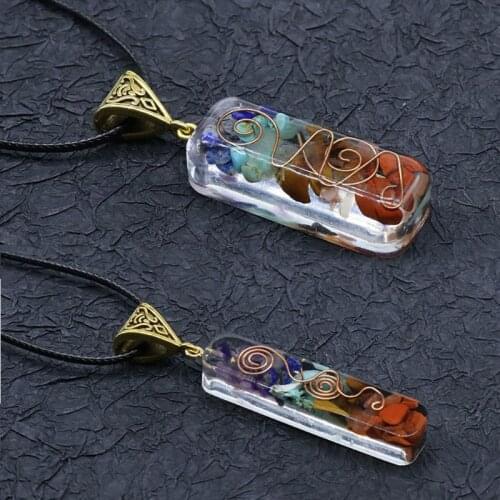 Merkaba 7 Chakras Crystal Stones Orgone Pendant Generator Energy Accumulator Orgonite Hex Chakra Pendant Necklace Unisex