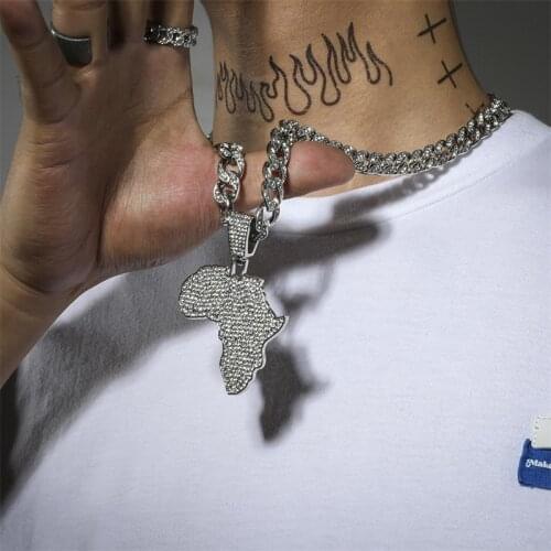 Fashion Africa Map Pendant Necklaces for Women Men Hip-hop Style Jewelry Ethiopian African Maps Jewellery Gifts