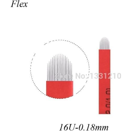 Red Kit 50 Laminas Agulha Tebori Microblade 16U Pins 0.18mm Microblading Needles Eyebrow Tattoo Needles For Tobori Pen