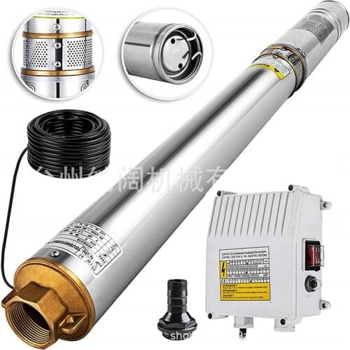4 Inch 0.75KW Deep Well Pump 1HP 6500L/H Submersible Pump + 20M Cable + Contrl Box for Garden Home Agricultural Irrigation