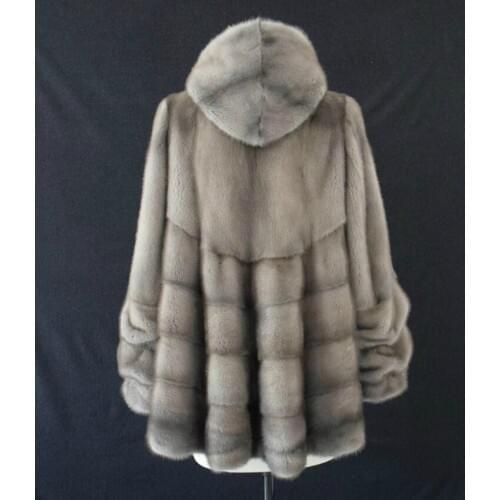 Mink fur coat medium-long marten overcoat womens quinquagenarian hooded expansion bottom plus size