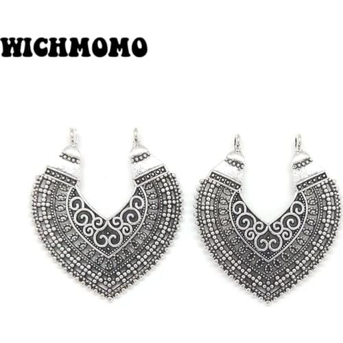 2019 New Fashion 43mm 4pieces/bag Zinc Alloy Heart Porous Connector Charms Linker for DIY Necklace Earring Jewelry Accessories