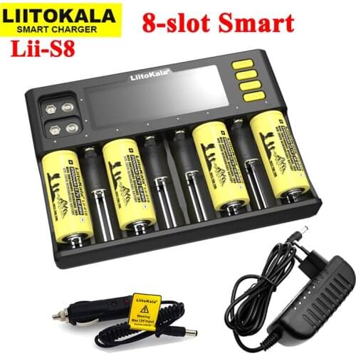 2021 NEW LiitoKala Lii-S8 Battery Charger 3.7V Li-ion NiMH 1.2V Li-FePO4 3.2V IMR 3.8V for 18650 26650 21700 26700 AA AAA