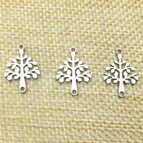 Christmas Tree 2side Pattern 5pcs Life Tree Charm Water proof Steel Jewelry finding Handmake Jewelry connector Make Findings