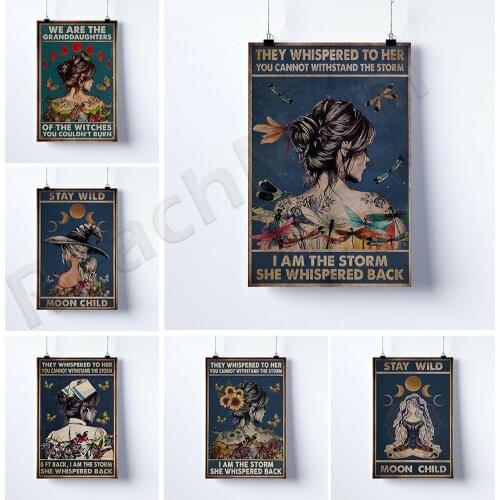 They Whispered to Her You Cannot Withstand the Storm, I am The Storm Poster, Sunflower Girl Poster, Hippie Sunflower Girl
