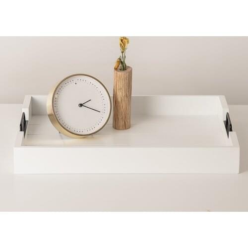 YBOX Pure White Wooden Tray Solid Wood Tea Cup Tray Hotel Dinner Plate Dessert Cake Tray