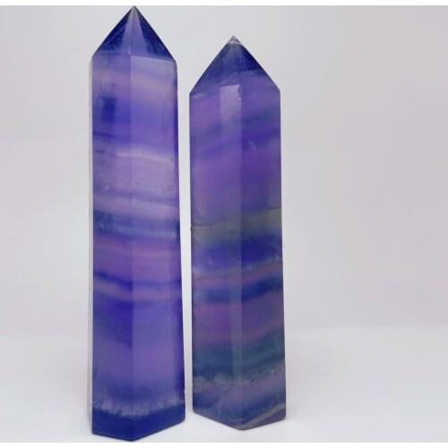 Drop Shipping Beautiful Natural Green Purple Gemstone Point Reiki Healing Chakra Rock Quartz Crystal Wand Decoration