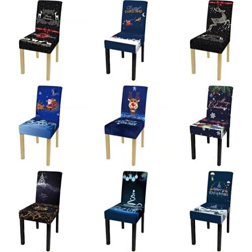 Christmas Chair Covers Elastic Stretch Universal Size Dining Chair Cover Case for Kitchen Home Decor Chairs Silla Gamer Hogar