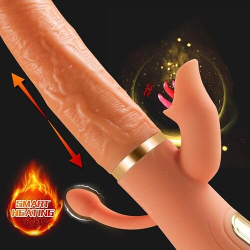 Handheld Thrusting Dildo Vibrator For Women Clitoris Stimulator Vagina Tongue Licking Sex Toy Female Masturbation Sexual Machine
