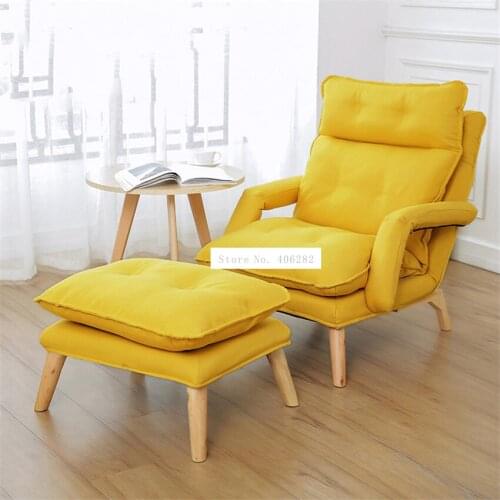 Lazy Lounge Chair Lying Reclining Chair With Footstool 4-Gear Backrest Living Room Learning WatchingTV Leisure Single Sofa Chair