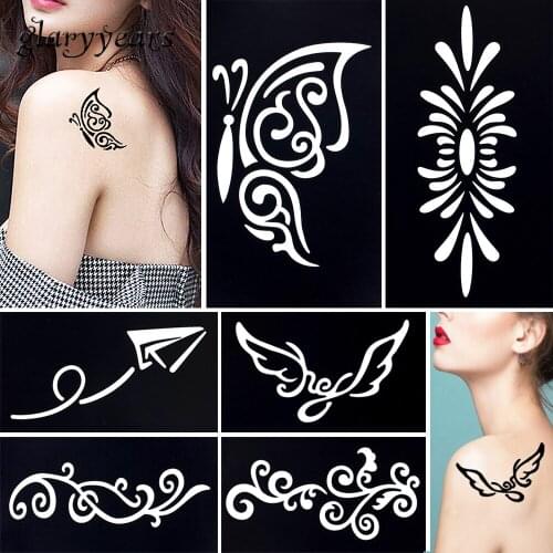 6 Pieces DIY Henna Tattoo Stencil Airbrush Painting Flower Lace Design Women Men Arm Body Art Tool Tattoo Stencil Temporary G#07