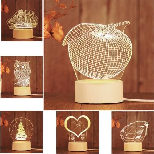 Animal Decoration 3D Acrylic Night Light Creative Bedroom Decor Lamp Desktop LED Lamp Kids Child Birthday Gift Manga Table Lamp