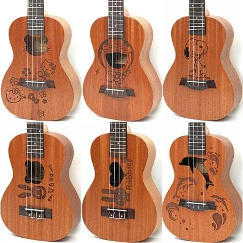 26" tenor Sapele Cartoon 4 Strings Hawaii mini small ukulele guita travel acoustic guitar Uke for Children Concert ukelele