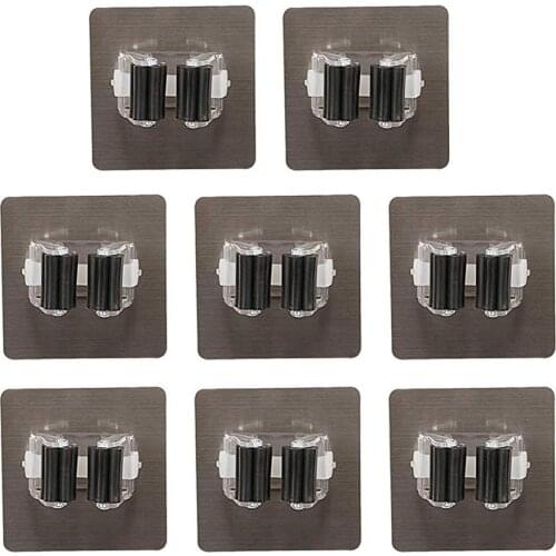 Bathroom Mop Rack Punch-Free Broom Holder 8pcs Self-Adhesive Mop Hanger Kitchen Cleaning Tool Organizer Rack Multifunctional