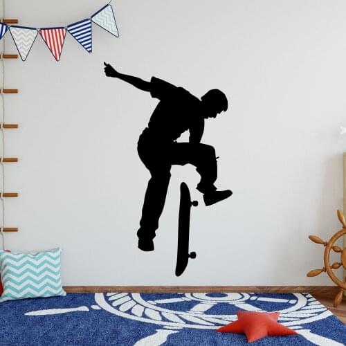 Vinyl Skater Tricks Silhouette Art Wall Decal Skateboard Sports Sticker For Home Living Decoration Removable A002804