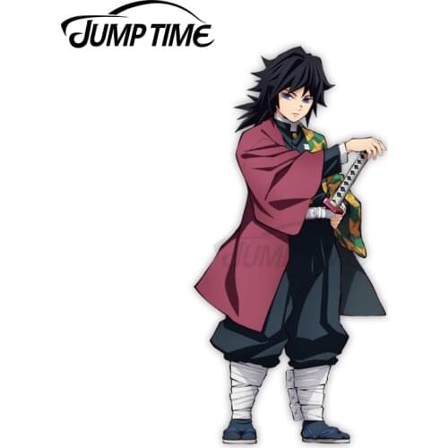 Jump Time 13 x 6.5cm For Demon Slayer Giyu Tomioka Anime Funny Car Stickers Vinyl Car Wrap Scratch-proof Window Trunk Decal