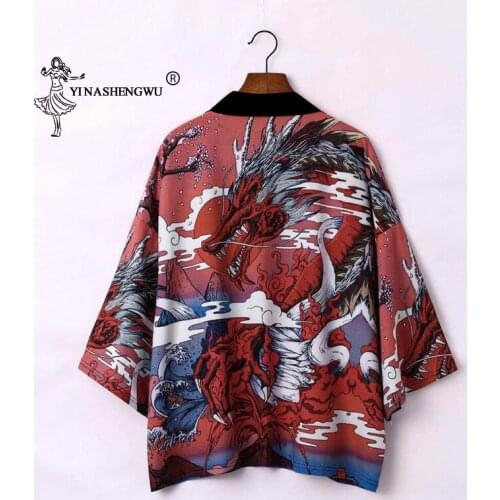 Japanese Kimono Style Men Summer Haori Loose Shirt Women Samurai Cardigan Chinese Traditional Coat Clothing Asian Summer Shirt