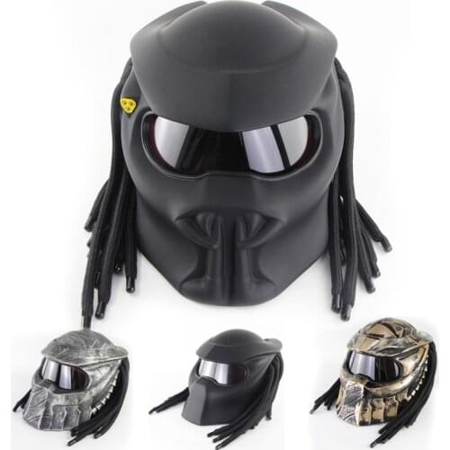 SOMAN Man Black Predator Helmet ECE DOT Custom Motorcycle Helmet with Black Braids Lazer Light Monster Capacete De Moto Predator