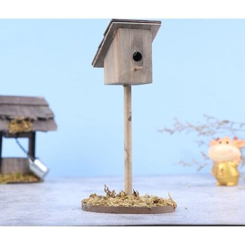 1 Pc 1/12 Miniatures Dollhouse Wooden Simulation BIRDHOUSE Set Garden Yard Decoration