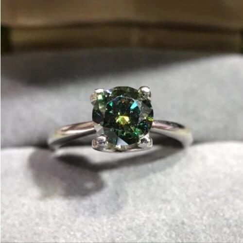 1Pc Moson diamond ring noble and elegant crystal through fire color good engagement ring 925 silver inlaid gift for ladies