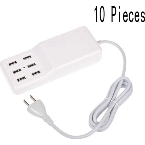 10 pcs high quality Double Yi Multi-Use 6 Ports USB 12A 60W Desktop Wall Home Travel Charger Power Adapter Hub
