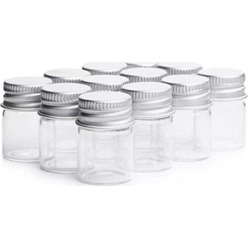 100Pcs Kitchen Jars Glass 5ML Jar Bottles Shisha Tobacco Herb Storage Box With Aluminum Cover Case Smoking Cigarette Accessories