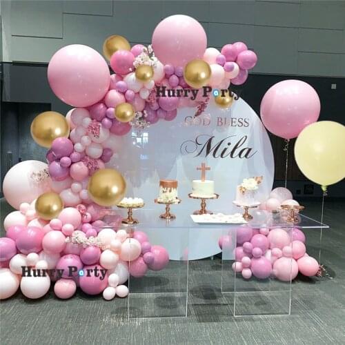 173pcs/set retro pink balloon Garland Arch pink gold Latex Balloons 18th Birthday Wedding Party Decoration Supplies