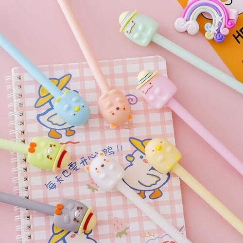 24PCS Cartoon Corner Biotyling Students with Gel Pens Creative Soft Glue Multi-meat Signature Pen 0.5mm Stationary