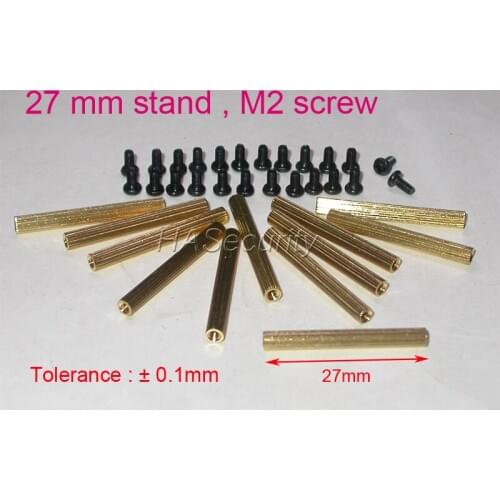 27mm (12pcs) brass stand / brace / puncheon with M2-4mm screw (24pcs) for security camera PCB module installation assembly