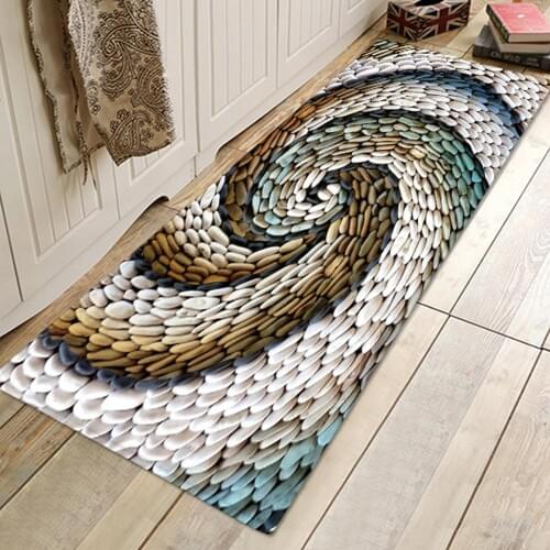 3D Cobblestone Kitchen Floor Mat Non-slip Carpets Table Floor Mats Absorbent Kitchen Rugs Soft Rug 60x180cm