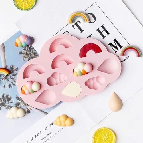 3D Rainbow Cloud Raindrop Silicone Mold Cake Border Fondant Molds Cake Decorating Tools Chocolate Candy Gumpaste Moulds