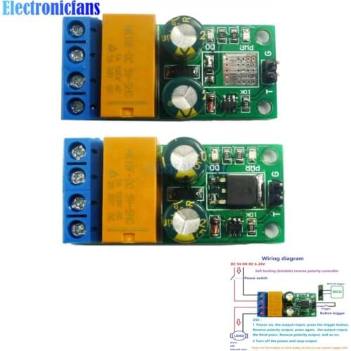 DC 5-24V 2A Self-locking bistable Reverse Polarity Switch Controller Relay Module DR55B01 Motor Forward/Reverse Controller Board