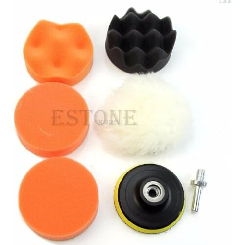 7 Pcs/set 3 inch Buffing Pad Auto Car Polishing Wheel Kit Buffer + M14 Drill Adapter M12 dropship