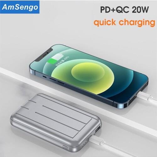 Amsengo 10000mAh Magnetic Wireless PowerBank For Magnet Power Bank Fast Charger For iphone 12 12pro Max Magnet External Battery