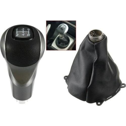 Car Manual Leather Gear Shifting Dust Boot with Shift Head, 5 Speed Gear Shift Knob Manual Shift Ball Stick
