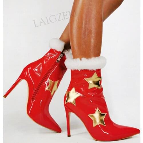 DOBANER Women Ankle Boots Patchwork Slim Heels Booties Side Zip Sweet Girls Ladies Cosplay Shoes Woman Plus Size 43 44 46 47