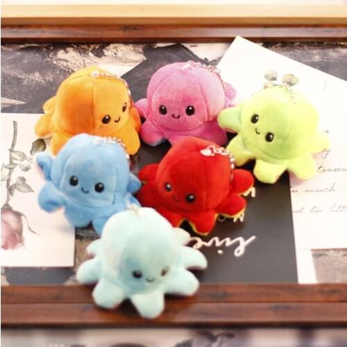 Cute Cartoon Changeable Plush Octopus Keychains for Couples Boys Girls Backpack Pendant Keyring Birthday Gifts Bag Car Key Decor