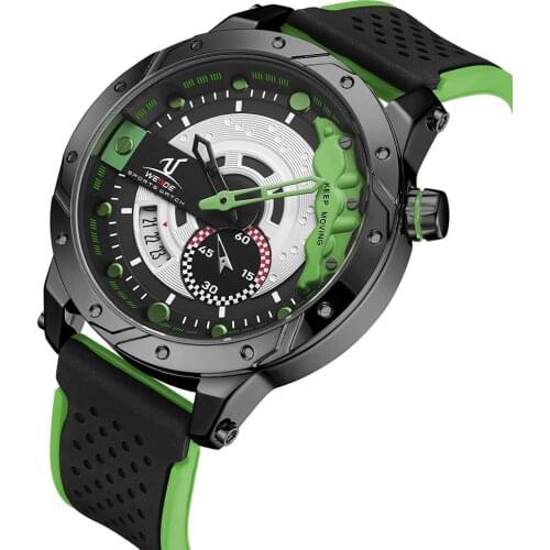 WEIDE Luxury Brand Quartz Mens Watch Fashion Waterproof Rubber strap Man Wristwatch Date Multi-function Business reloj hombre