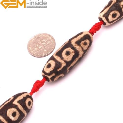 Gem-inside Natural Gem stone Vintage Dzi Beads Tibet Agate For Jewelry Making Bracelet Necklace DIY Gifts Wholesale