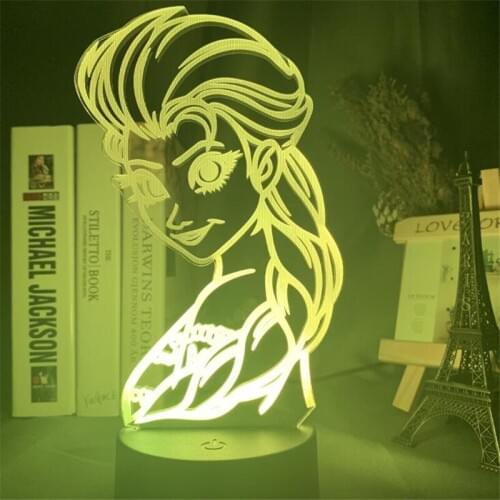Frozen Anime LED Disney Elsa Princess 3D Night Light Cartoon Movie Anime Table Desk Lamp Home Bedroom Decor Anna Lampara Girl
