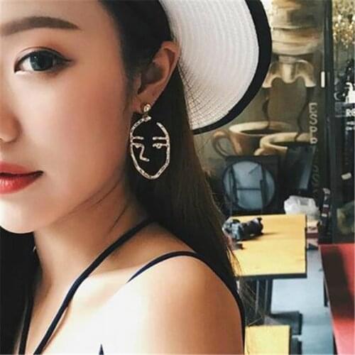 Art Abstract Drop Earrings Gold Color Face Statement Dangle Earrings Girls Fashion Trend Tassel Earrings for Women Bijoux