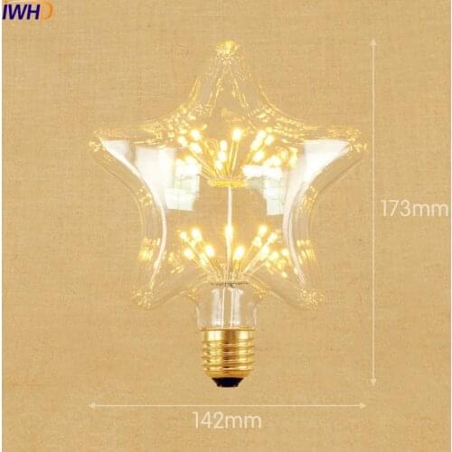IWHD Star E27 220V 3W LED Bombillas Vintage Bulb Light Lampada Edison Retro Lamp Decorative St64 G95 G80 St58 T10 T185 T30