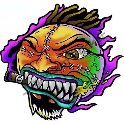 Creative Decals Ferocious Monster Cartoon Car Stickers for Bumper Camper Yacht SUV Scratch-proof Fine Decal Decor PVC13x12cm