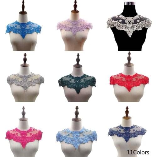 11colors NEW mesh Embroidery flower lace fabric trim ribbon DIY sewing applique collar guipure cloth wedding dress Accessories