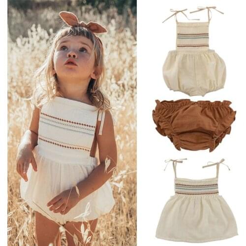 Liilu Beautiful Baby Girls Vintage Romper and T-shirt Baby Girl Blouse Lovley Linen Bubble Playsuit 2021 New Summer Kids T Shirt