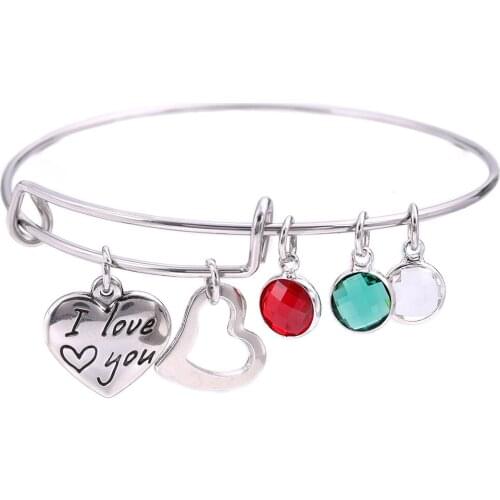 Best Gift Stainless Steel Bracelet Hollow Heart Shape Love Pendant Adjustable Bracelets Bangles for Women Mothers Day Jewelry