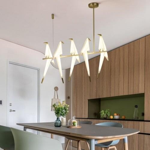 Bird Lamp Paper Crane Chandelier Creative LED Lights for Living Room Bedroom Beside Restaurant Bar Hotel