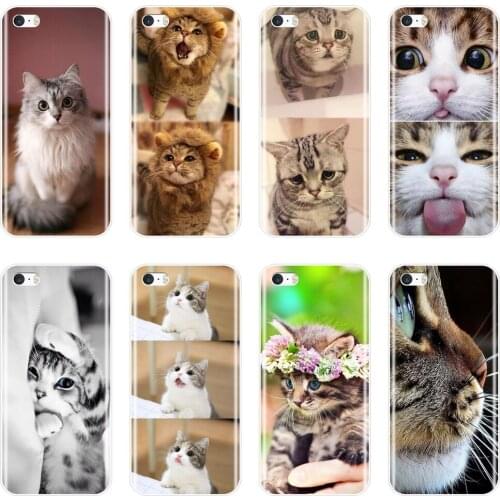 TPU Cute Cat Kawaii Funny Animal Girl Silicone Phone Case For iPhone 5 5C 5S SE 4 4S Soft Back Cover For iPhone 4 5 S Case